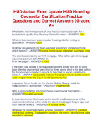 HUD Actual Exam Update HUD Housing  Counselor Certification Practice Questions and Correct Answers (