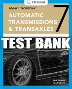 Test Bank For Today's Technician: Automatic Transmissions and Transaxles Classroom Manual and Shop Manual - 7th - 2020 All Chapters