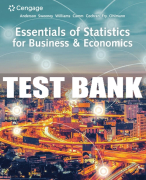 Test Bank For Essentials of Statistics for Business and Economics - 9th - 2020 All Chapters