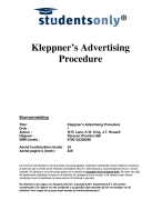 Kleppner’s Advertising Procedure Samenvatting 