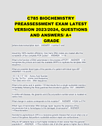 C785 BIOCHEMISTRY PREASSESSMENT EXAM LATEST VERSION 2023/2024, QUESTIONS AND ANSWERS/ A+  GRADE 