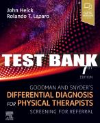 Test Bank For Goodman and Snyder’s Differential Diagnosis for Physical Therapists, 7th - 2023 All Chapters