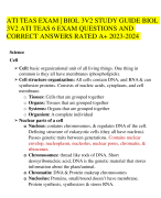 ATI TEASEXAM | BIOL 3V2 STUDY GUIDE BIOL 3V2 ATI TEAS6EXAMQUESTIONS AND  CORRECT ANSWERS RATED A