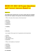 BIOD 151 All Exams Questions and Correct AnswersRated A+