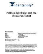Political Ideologies and the Democratic Ideal Samenvatting