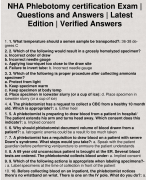 NHA Phlebotomy certification Exam | Questions and Answers | Latest Edition | Verified Answers