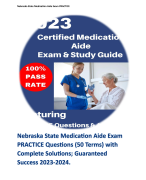 Nebraska State Medication Aide Exam PRACTICE Questions (50 Terms) with Complete Solutions; Guaranteed Success 2023-2024. 