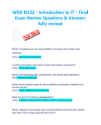 WGU D322 - Introduction to IT - Final Exam Review Questions & Answers fully revised EXAM BUNDLE ALREADY GRADED A