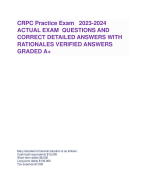 CRPC Practice Exam 2023-2024 ACTUAL EXAM QUESTIONS AND CORRECT DETAILED ANSWERS WITH RATIONALES VERIFIED ANSWERS GRADED A+