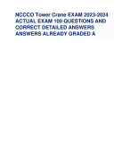 NCCCO Tower Crane EXAM 2023-2024 ACTUAL EXAM 100 QUESTIONS AND CORRECT DETAILED ANSWERS ANSWERS ALRE