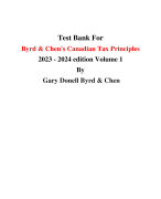 Test Bank For Byrd & Chen's Canadian Tax Principles Volume 1 2022 - 2023 edition By Gary Donell Byrd