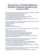 Nursing Care of Children/Maternal Newborn Capstone Questions and Answers 2024