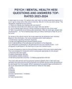  PSYCH / MENTAL HEALTH HESI QUESTIONS AND ANSWERS TOP-RATED 2023-2024