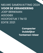 Nieuwe samenvatting (2024) Voor De Verandering Joep Brinkman editie 2021 hoofdstuk 1 tm 10