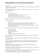 Summary of the Lectures of Introduction to Fraud Examination: MAN-BKV61