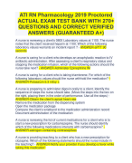 ATI RN Pharmacology 2019 Proctored ACTUAL EXAM TEST BANK WITH 270+  QUESTIONS AND CORRECT VERIFIED  