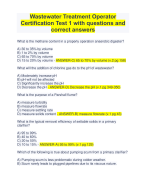 Wastewater Treatment Operator Certification Test 1 and 2 (2 actual exams) with 300+ questions and correct answers