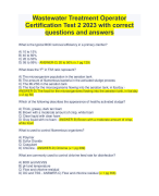 Wastewater Treatment Operator  Certification Test 2 2023 with correct  questions and answers