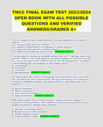TNCC ALL POSSIBLE WELL ORGANISED 2022,2023 AND 2024 OPEN BOOK FINAL EXAMS WITH QUESTIONS AND DETAILED ANSWERS BUNDLE/DOWNLOAD 100 OUT 100 POINTS