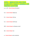 Level 1 Medication Aide final exams with correct answers and verified questions