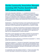 Florida Community Association Manager Licensing |585 Practice Questions with 100% Correct Answers | Latest 2024/2025