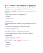 TCIS- Therapeutic Crisis Intervention for Schools | 100 Questions and Answers Graded A+ | Latest 202