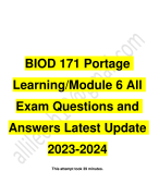 BIOD 171 Module 6 Exam (2 Versions, Latest-2023 BIOD171 Module 6 Exam / BIOD 171 Microbiology Module 6 Exam: Essential Microbiology W/ Lab: Portage Learning |100% Correct Q & A|