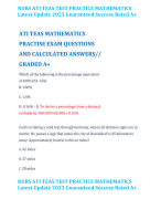  ATI TEAS MATHEMATICS PRACTISE EXAM QUESTIONS AND CALCULATED ANSWERS// GRADED A+
