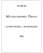 AS.180.101 MICROECONOMIC THEORY STUDY GUIDE 2024