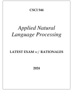 CSCI 544 APPLIED NATURAL LANGUAGE PROCESSING LATEST EXAM WITH RATIONALES 2024