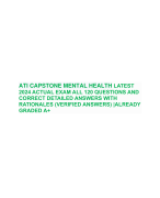 ATI CAPSTONE MENTAL HEALTH LATEST  2024 ACTUAL EXAM ALL 120 QUESTIONS AND  CORRECT DETAILED ANSWERS 