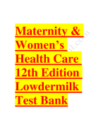 Test bank maternity women's health care 12th edition 2023-2024 Latest Update
