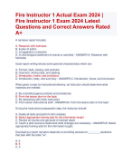 Fire Instructor 1 Actual Exam 2024 | Fire Instructor 1 Exam 2024 Latest Questions and Correct Answers Rated A+