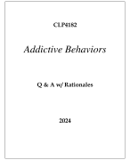 CLP4182 ADDICTIVE BEHAVIORS EXAM Q & A 2024