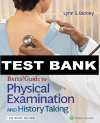  Bates’ Guide To Physical Examination and History Taking 13th Edition Bickley Test Bank