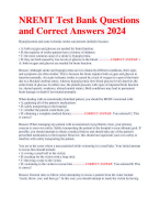 NREMT Test Bank Questions and Correct Answers 2024