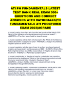 ATI PN FUNDAMENTALS LATEST  TEST BANK REAL EXAM 300+  QUESTIONS AND CORRECT  ANSWERS WITH RATIONALES|PN  FUNDAMENTALS ATI PROCTORED  EXAM 2023|AGRADE 