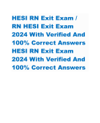 HESI RN Exit Exam /  RN HESI Exit Exam  2024 With Verified And  100% Correct Answers  HESI RN Exit E