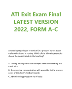 ATI Exit Exam Final LATEST VERSION 2022, FORM A-C