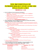 NUR 2063 ESSENTIALS OF  PATHOPHYSIOLOGY STUDY GUIDE 2024 FINAL EXAM 1 AND 2 MODULE 1-10