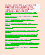 HUMAN RESOURCE MANAGEMENT 2024 VERIFIED QUESTIONS AND ANSWERS BY EXPERTS|ALREADY GRADED A+ TOPSCORE!!!!