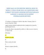 NRNP 6665-01 PSYCHIATRIC MENTAL HEALTH WEEK 11 FINAL EXAM 2024 ALL QUESTIONS AND CORRECT DETAILED ANSWERS WITH RATIONALES ALREADY A GRADED WITH EXPERT FEEDBACK|NEW|REVISED