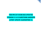 HESI RN CAT EXAM 2022 UPDATED VERSION V1 & V2 QUESTIONS ANSWERS LATEST UPDATE GUARANTEED A+
