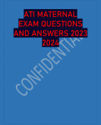 ATI MATERNAL  EXAM QUESTIONS WITH DETAILED VERIFIED ANSWERS (100% CORRECTA+ GRADE ASSURED NEW!! 2023  2024