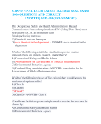 CBSPD FINAL EXAM LATEST 2023-2024 REAL EXAM 100+ QUESTIONS AND CORRECT  ANSWERS|AGRADE(BRAND NEW!!)   The Occupational Safety and Health Administration's Hazard Communication Standard requires that a SDS (Safety Data Sheet) must be available for..