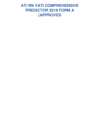 ATI RN VATI COMPREHENSIVE  PREDICTOR 2019 FORM A  QUESTIONS WITH DETAILED VERIFIED ANSWERS (100% CORRECTA+ GRADE ASSURED NEW!! (APPROVED