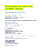 BRM Final Exam Test Questions with  Verified Correct Answers