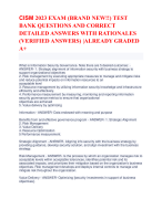 CISM 2023 EXAM (BRAND NEW!!) TEST  BANK QUESTIONS AND CORRECT  DETAILED ANSWERS WITH RATIONALES  (VERIFIED ANSWERS) |ALREADY GRADED  A+