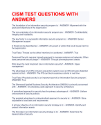 CISM TEST QUESTIONS WITH  ANSWERS