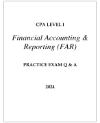 CPA LEVEL I FINANCIAL ACCOUNTING & REPORTING (FAR) PRACTICE EXAM Q & A 2024